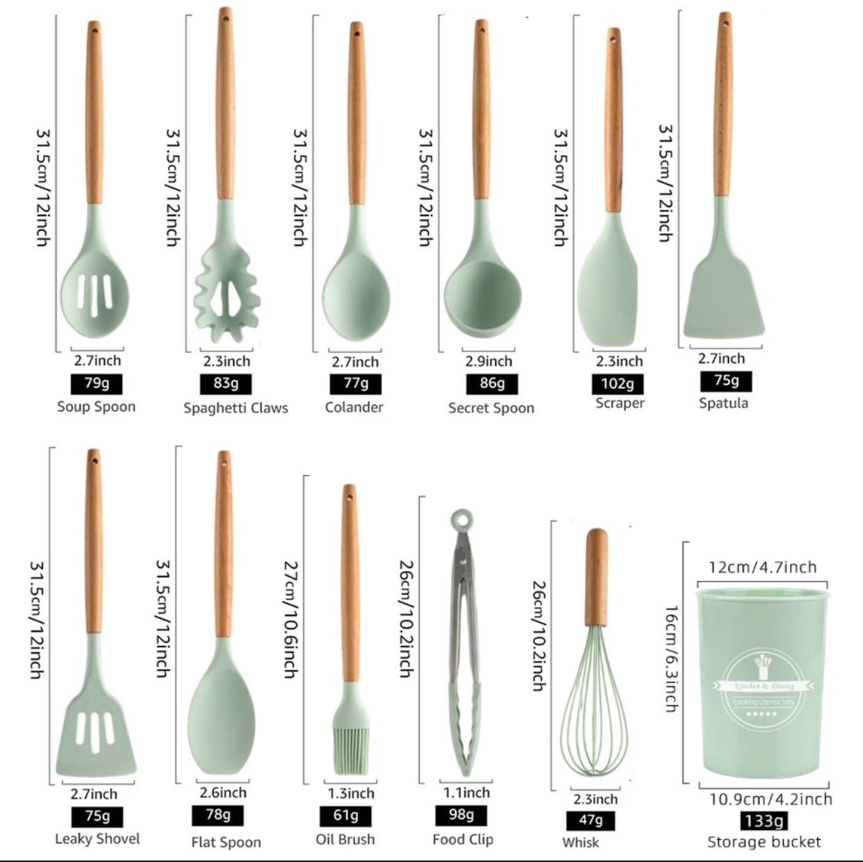 Juego de Utensilios de Cocina x12 – 30 cm